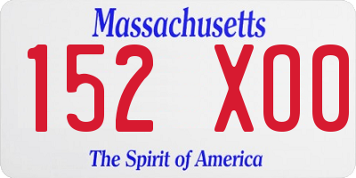 MA license plate 152XO0