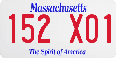 MA license plate 152XO1