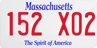 MA license plate 152XO2