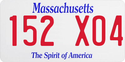 MA license plate 152XO4