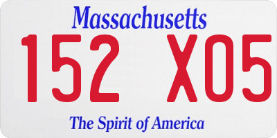 MA license plate 152XO5