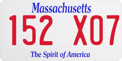 MA license plate 152XO7