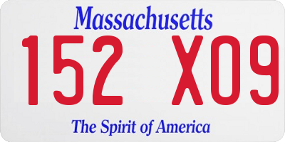 MA license plate 152XO9
