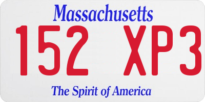 MA license plate 152XP3