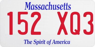 MA license plate 152XQ3