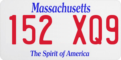 MA license plate 152XQ9