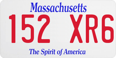 MA license plate 152XR6