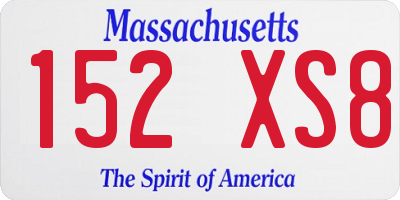 MA license plate 152XS8