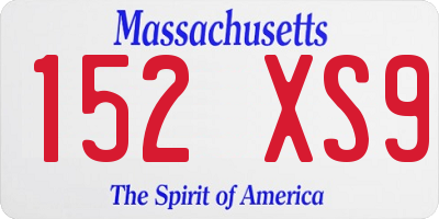 MA license plate 152XS9