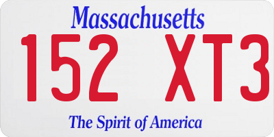 MA license plate 152XT3