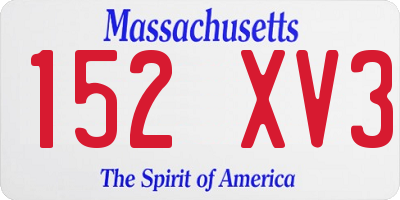 MA license plate 152XV3