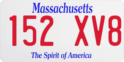 MA license plate 152XV8