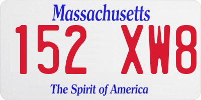 MA license plate 152XW8
