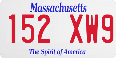 MA license plate 152XW9