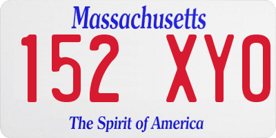 MA license plate 152XY0