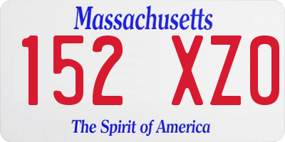 MA license plate 152XZ0