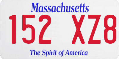 MA license plate 152XZ8