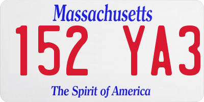 MA license plate 152YA3