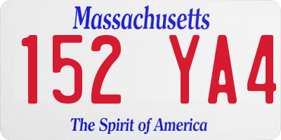 MA license plate 152YA4