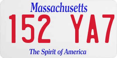 MA license plate 152YA7