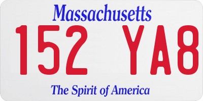 MA license plate 152YA8