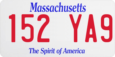 MA license plate 152YA9