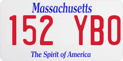 MA license plate 152YB0