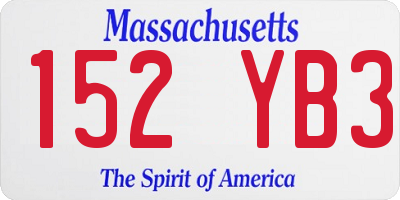 MA license plate 152YB3