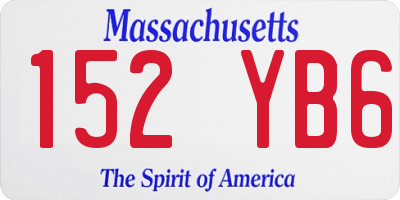 MA license plate 152YB6