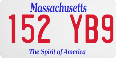 MA license plate 152YB9