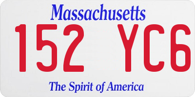 MA license plate 152YC6