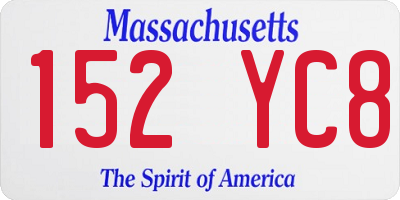 MA license plate 152YC8