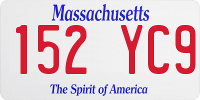 MA license plate 152YC9