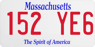 MA license plate 152YE6