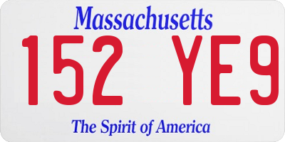 MA license plate 152YE9