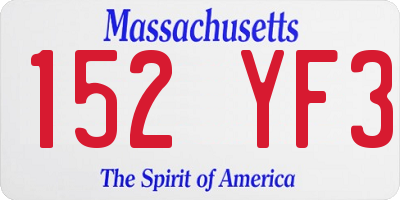 MA license plate 152YF3