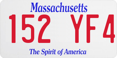 MA license plate 152YF4