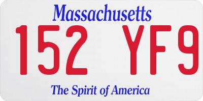 MA license plate 152YF9