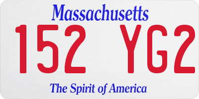 MA license plate 152YG2
