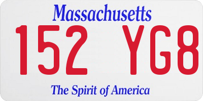 MA license plate 152YG8