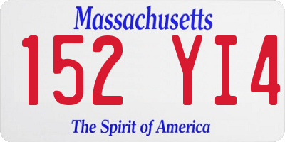 MA license plate 152YI4