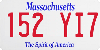 MA license plate 152YI7