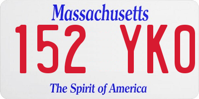 MA license plate 152YK0