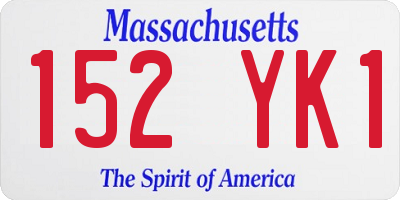 MA license plate 152YK1