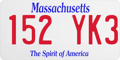 MA license plate 152YK3