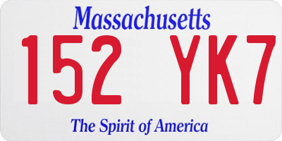 MA license plate 152YK7