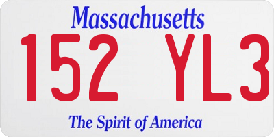 MA license plate 152YL3