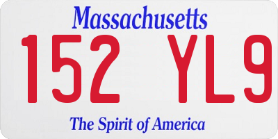 MA license plate 152YL9