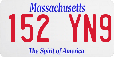 MA license plate 152YN9