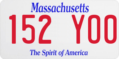 MA license plate 152YO0